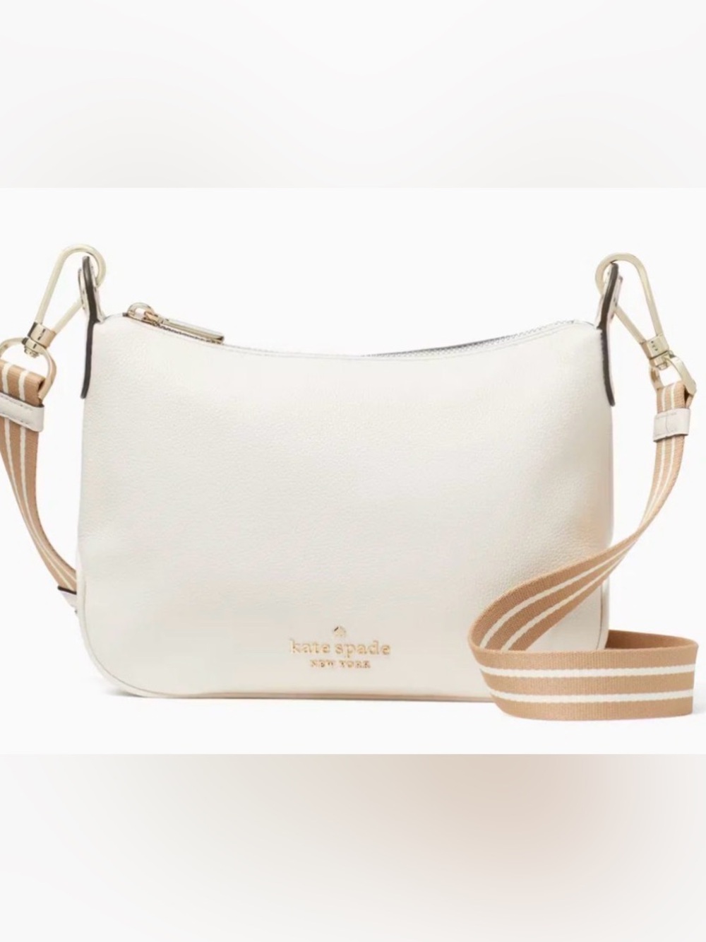 Kate Spade New York Parchment Pebbled Leather Crossbody Striped Strap | Rosie |
